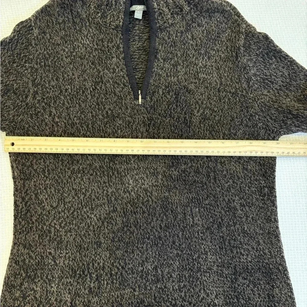 J Jill Sweater L BROWN BLACK Pullover 1/4 Zip Cozy Layer Snow Winter Lodge - Picture 8 of 9